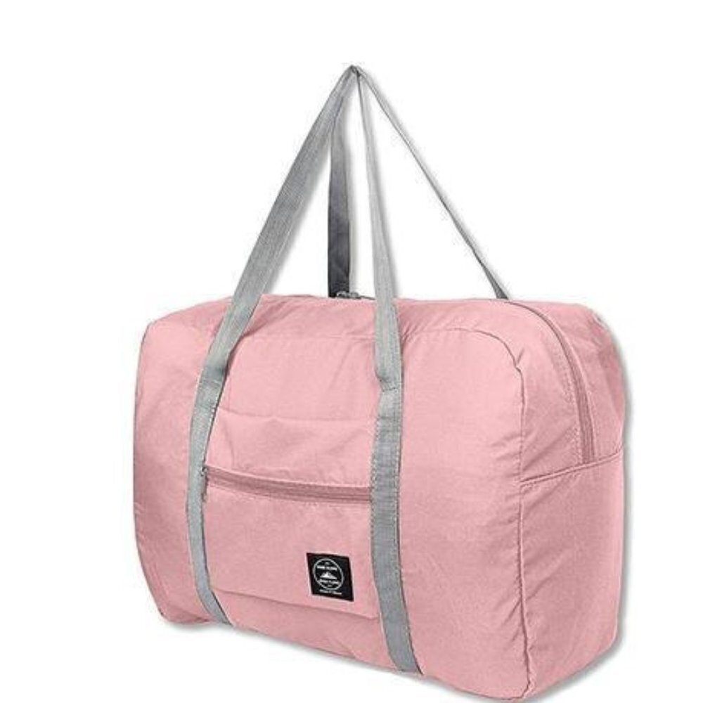 NWT Pink Waterproof Nylon Foldable Travel Duffel Bag Weekender Gym Carry On